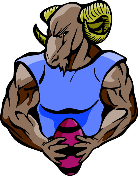 Ram football mascot full color sports decal. Customize on line. MASCOTS_5C_088