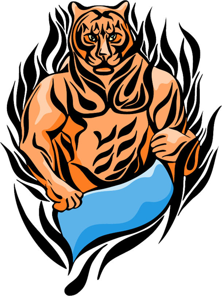 Tiger mascot full color sports decal. Make it your own. MASCOTS_5C_093