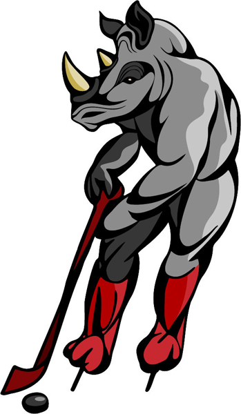 Rhino mascot hockey player sports sticker. Show team spirit! MASCOTS_5C_097
