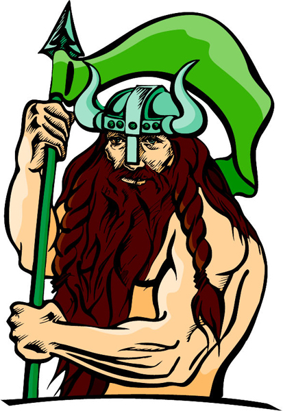 Viking mascot full color sports sticker. Personalize on line. MASCOTS_5C_099