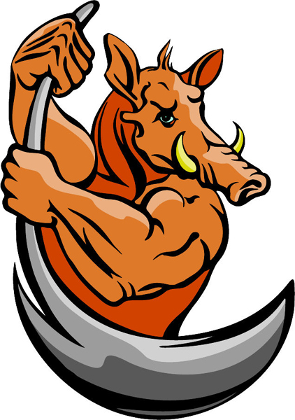 Warthog mascot full color action sports decal. Personalize as you order. MASCOTS_5C_103