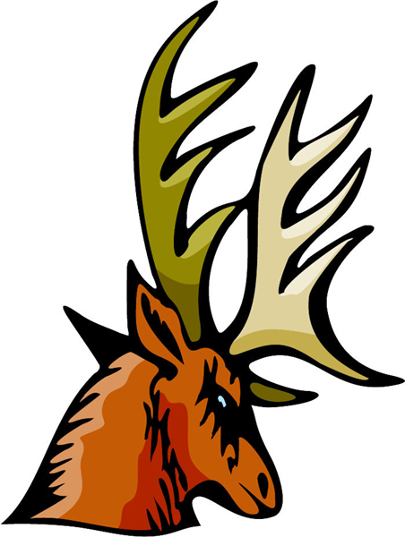 Elk mascot full color sports sticker. Customize on line. MASCOTS_5C_113
