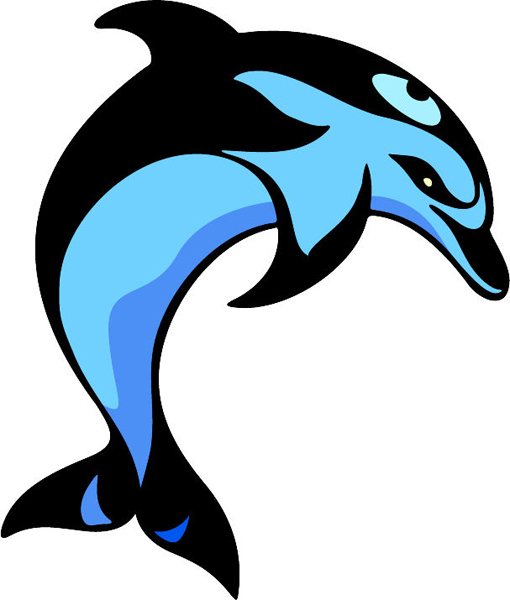 Dolphin mascot full color sports sticker. Personalize on line. MASCOTS_5C_125