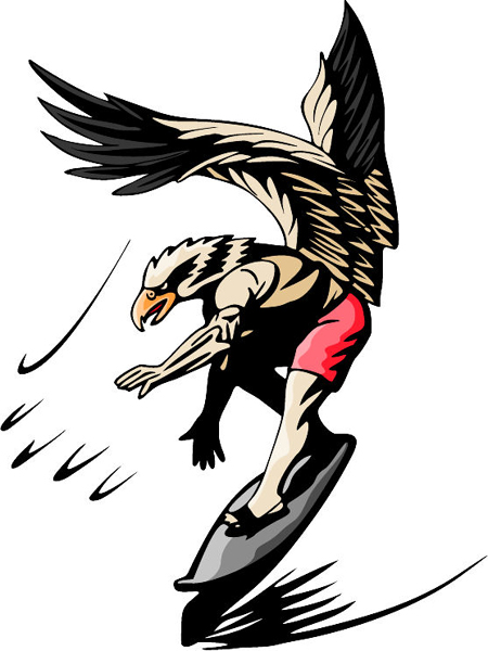 Eagle snowboarding mascot full color sports decal. Personalize as you order. MASCOTS_5C_130