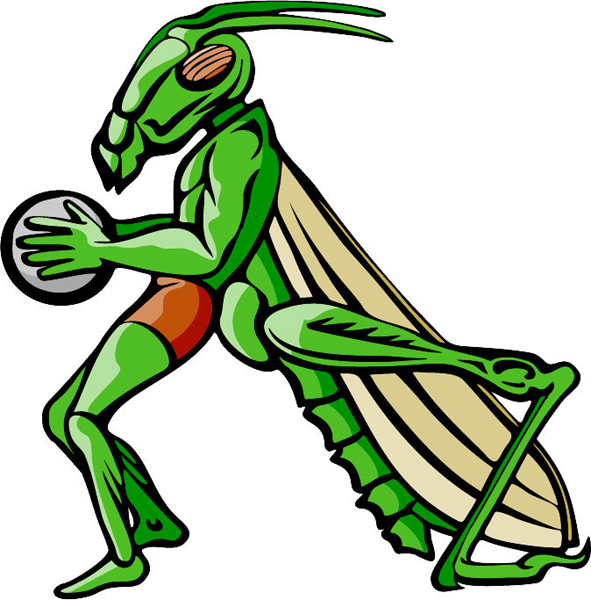 Grasshopper volleyball mascot full color sports decal. Personalize on line. MASCOTS_5C_134