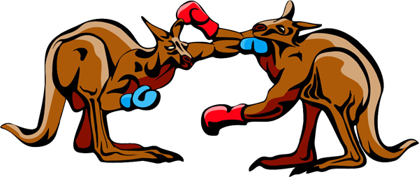 Boxing kangaroo mascots full color sports sticker. Own it! MASCOTS_5C_140