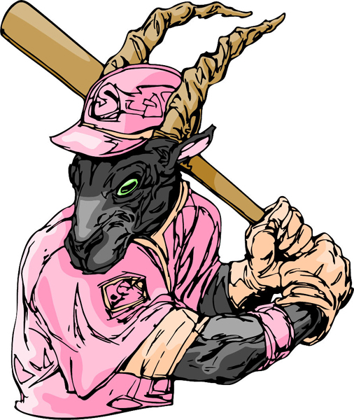 Ram mascot baseball player full color sports decal. Personalize on line. MASCOTS_6C_13