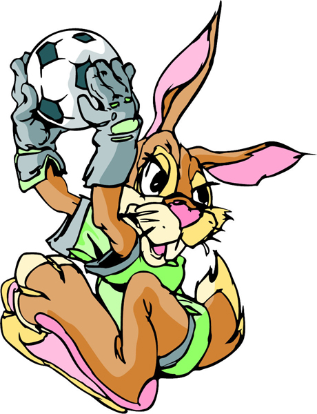 Jackrabbit soccer mascot full color action sports decal. Personalize on line. MASCOTS_6C_21