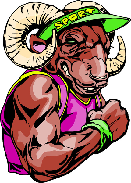 Ram mascot full color sports sticker. Personalize on line. MASCOTS_6C_26