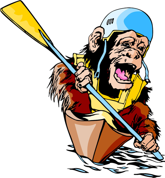 Gorilla rowing mascot full color sports sticker. Make it personal! MASCOTS_6C_27