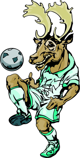 Moose mascot soccer player team sports sticker. Make it yours! MASCOTS_6C_33