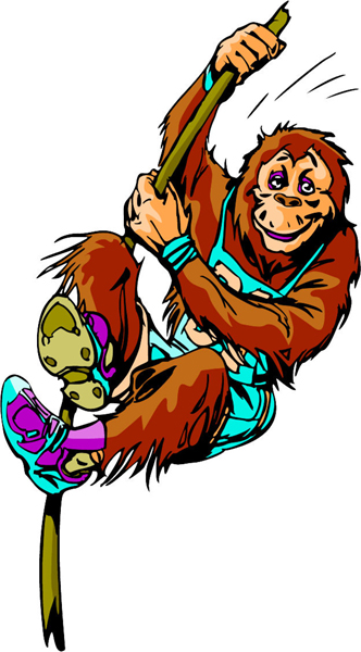 Gorilla pole vaulting mascot full color sports decal. Personalize on line. MASCOTS_6C_37