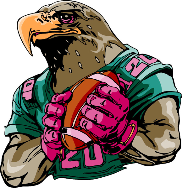 Eagle football mascot full color sports sticker. Personalize on line. MASCOTS_6C_38