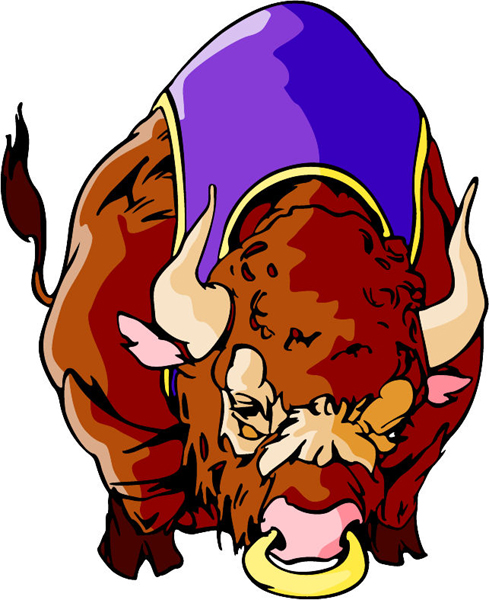Buffalo mascot full color sports sticker. Personalize on line. MASCOTS_6C_45