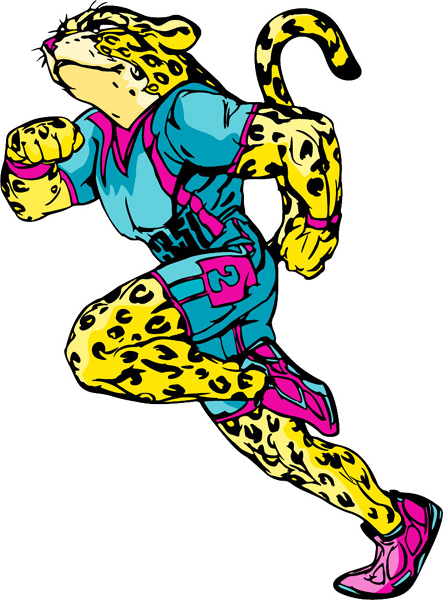 Cheetah mascot full color action sports sticker. Personalize on line. MASCOTS_6C_47