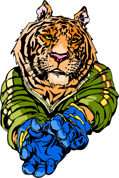 Tiger mascot full color sports sticker. Personalize as you order. MASCOTS_6C_48