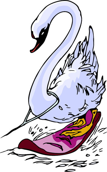 Swan mascot surfer full color sports sticker. Make it your own. MASCOTS_6C_49
