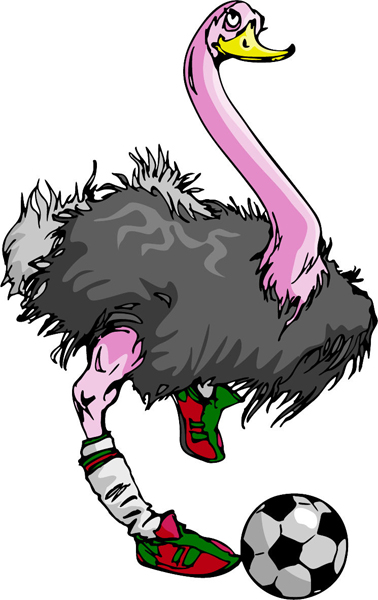 Ostrich soccer mascot full color sports sticker. Customize on line. MASCOTS_6C_57