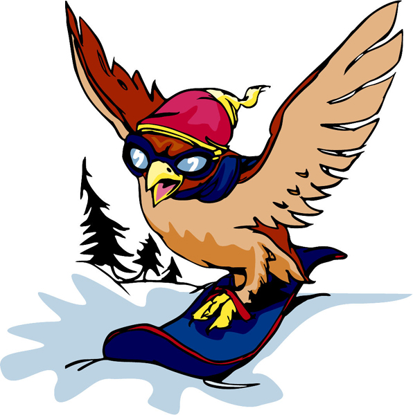 Eagle snowboarding mascot full color sports decal. Customize on line. MASCOTS_6C_58