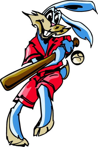 Rabbit baseball mascot full color sports decal. Personalize on line. MASCOTS_6C_63