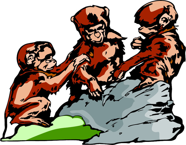 Chimpanzees mascot full color sports sticker. Personalize on line. MASCOTS_6C_70