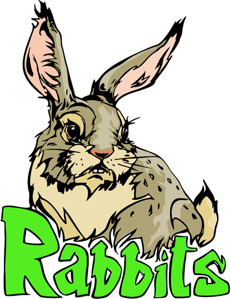Rabbits mascot full color sports sticker. Personalize on line. MASCOTS_6C_78