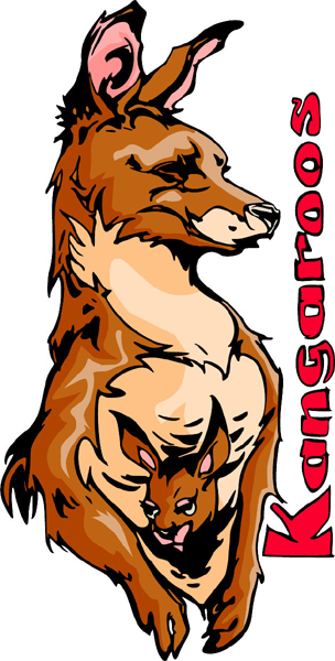 Kangaroos mascot team sports sticker. Display team spirit! MASCOTS_6C_79