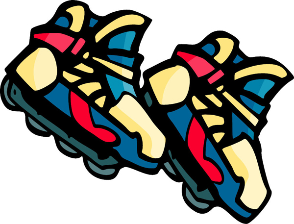 Pair of Rollerblades full color sports sticker. Customize on line. SKATING_5C_03