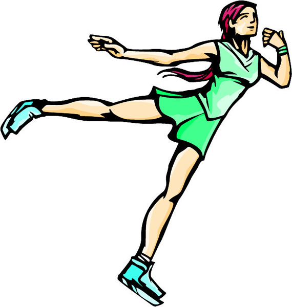 Lady ice skater full color sports sticker. Customize on line. SKATING_5C_22