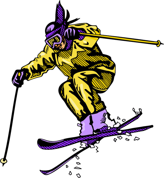 Downhill skier full color sports sticker. Make it your own. SKI_SNOWBOARDING_4C_04
