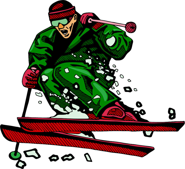 Skiing action full color sports decal. Customize on line. SKI_SNOWBOARDING_4C_08