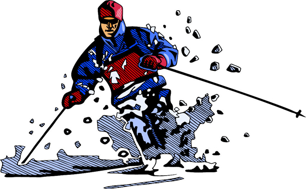 Snow skiing action color sports decal. Make it personal! SKI_SNOWBOARDING_4C_09