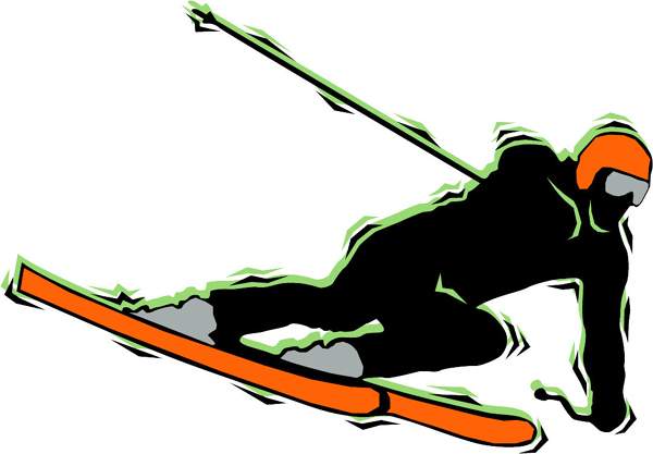 Snow skier color action sports sticker. Personalize as you order. SKI_SNOWBOARDING_4C_11