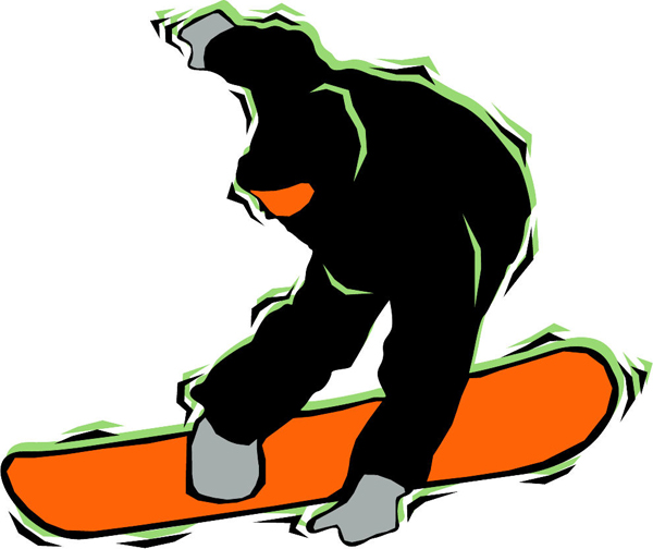 Snowboard action full color sports sticker. Personalize on line. SKI_SNOWBOARDING_4C_16