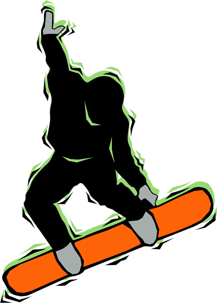 Snowboard action color sports sticker. Customize on line. SKI_SNOWBOARDING_4C_19
