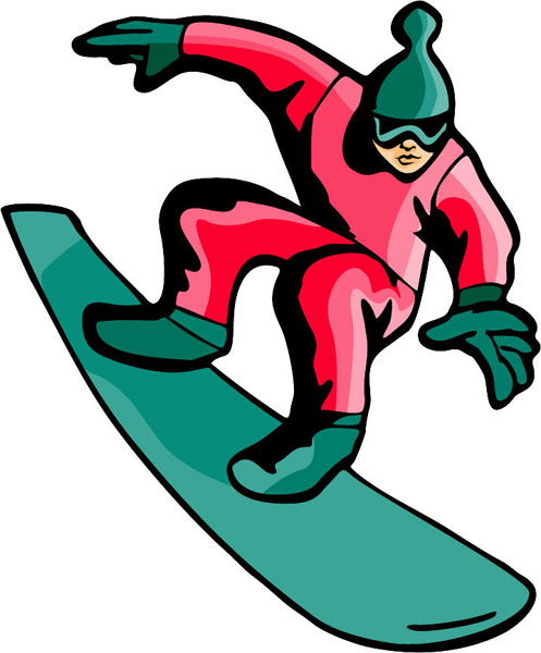 Snowboarding action full color sports decal. Customize on line. SKI_SNOWBOARDING_4C_20
