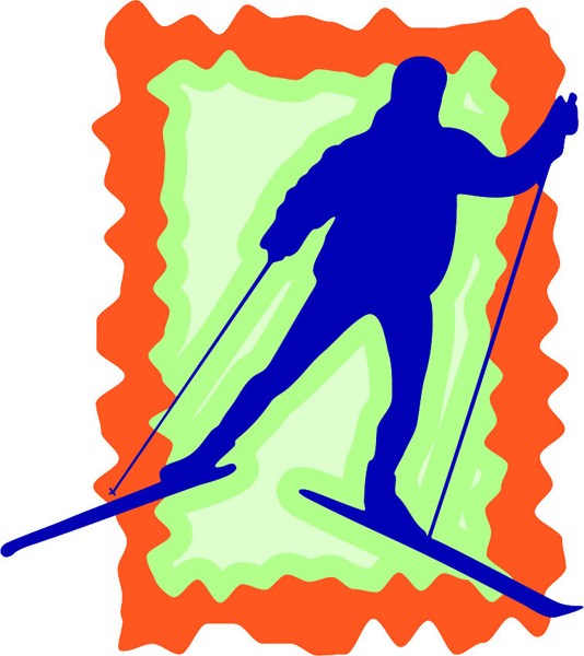Skier in action full color sports sticker. Customize as you order. SKI_SNOWBOARD_3C_18