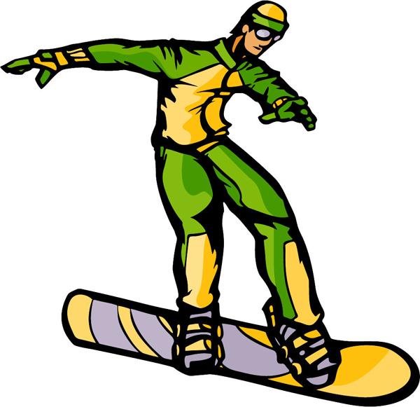 Snowboarder full color sports sticker. Personalize on line. SKI_SNOWBOARD_5C_03