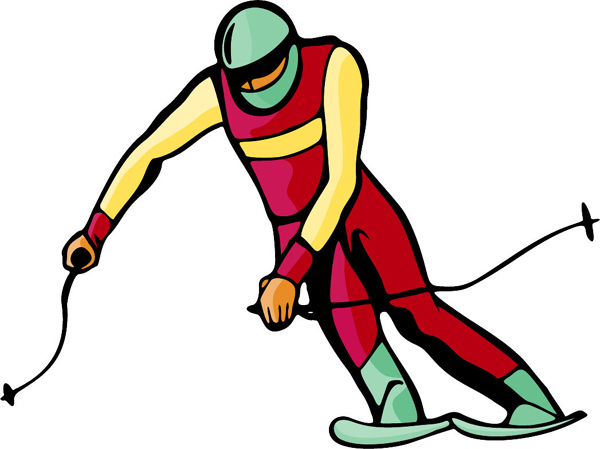 Skiing action full color sports sticker. Personalize on line. SKI_SNOWBOARD_5C_15