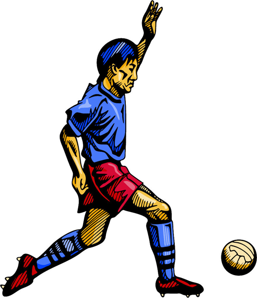 Action soccer player full color sports sticker. Personalize on line. SOCCER_4C_06