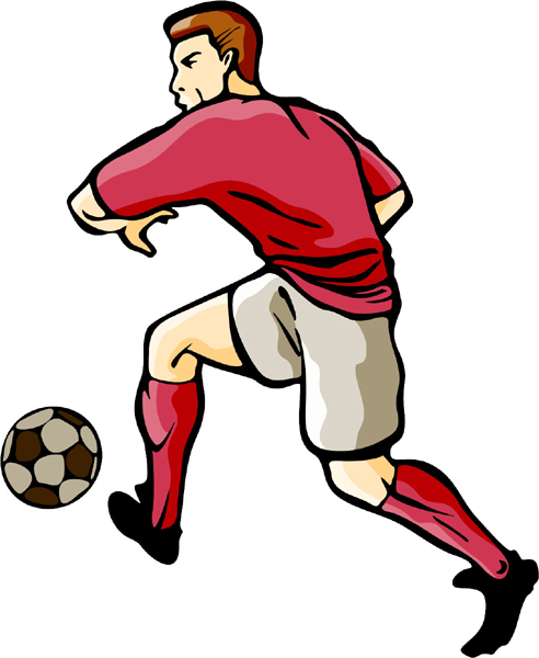 Soccer player full color sports sticker. Personalize on line. SOCCER_5C_14