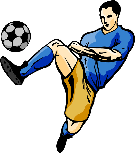 Soccer action color sports decal. Customize on line. SOCCER_5C_15