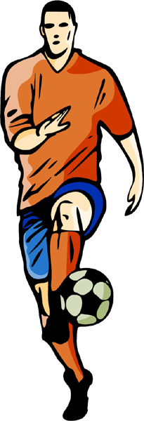 soccer playing action full color sports decal. Customize on line. SOCCER_5C_17