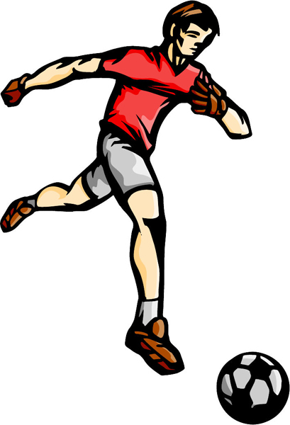 Soccer player full color sports decal. Customize on line. SOCCER_5C_28