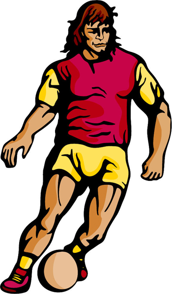 Soccer player sports sticker in full color. Customize on line. SOCCER_5C_31