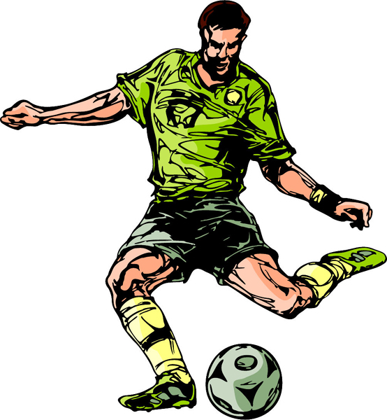 Soccer action full color sports sticker. Customize on line. SOCCER_6C_11