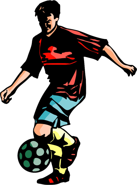 Soccer player full color sports decal. Customize on line. SOCCER_6C_18