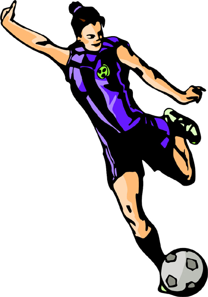 Lady soccer player full color action sports sticker. Personalize as you order. SOCCER_6C_19
