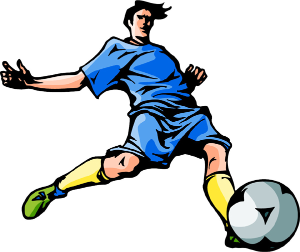 Soccer action player full color sports decal. Customize on line. SOCCER_6C_20