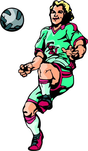 Soccer action color sports decal. Personalize on line. SOCCER_6C_22